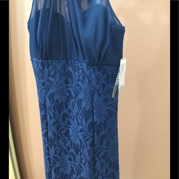 💐SALE💐Nightway Illusion Lace Halter Gown - Picture 4 of 5